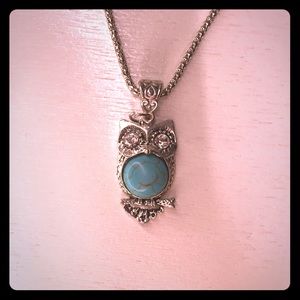 Owl necklace with turquoise stone